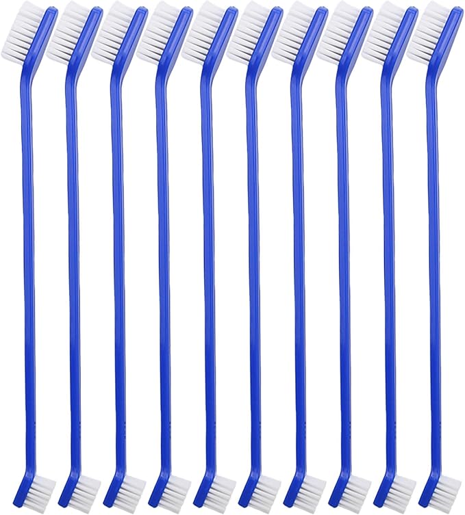 Newday 50 Pieces Double-Headed Dog Cat Pet Toothbrush, Super Soft Bristles Oral Care Teeth, pet Tooth Brush for Dogs, Dog toothbrushes in Bulk Individual polybag (Blue)