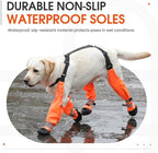 Waterproof Dog Suspender Boots Non-Slip for Small Medium (Orange S | Dog Paw Protectors for Outdoor Walking Stay-On,Dirt-Proof Comfortable Booties