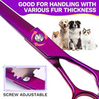 JASON Curved Dog Grooming Scissors - 7" Down-Curved Trimming Shears Purple | Professional Shear with Ergonomic Handle Japanese Stainless Steel, for Dogs, Cats and Other Pets, Sharp, Gift