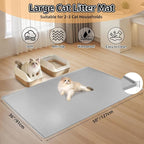 Silicone Cat Litter Mat 50" x 36" Cat Mat for Litter Box, Light Grey | Extra Large Cat Litter Trapping Mat for Floor, Waterproof, Non-Slip Kitty Litter Box Mat with Raised Edge, Easy to Clean