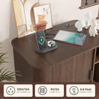 Large Litter Box Enclosure with Charging Station for Automatic Litter Box & Cat Robot 3/4, Hidden Litter Box Furniture with Dog-Proof Shelf, Scratch Pad, Wooden Cat Box Enclosure, Walnut