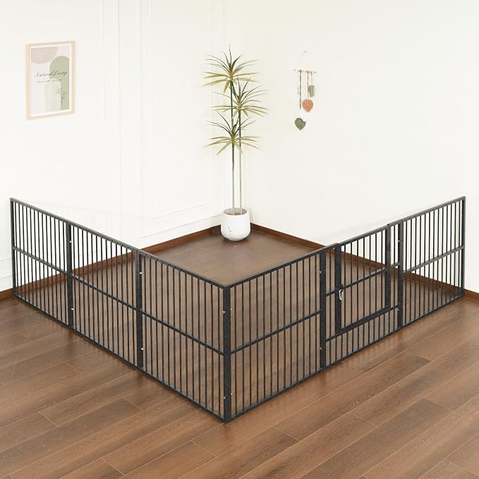 Dog Playpen 32" Height – Heavy Duty, Foldable | 25mm Steel Tubes, 40.8 lbs sturdy frame, rubber non-slip feet, indoor & outdoor, tool-free assembly, Small & Medium Dogs