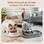 Ant Proof No Spill Ceramic Cat Food Bowls,15° Tilted Neck Support,Non-Slip Base,Easy Clean Pet Water Dishes for Cat and Small Dog Indoor or Outdoor Use(1 Pack)