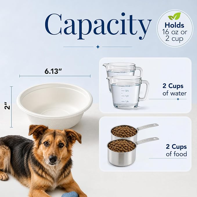 Kinn Kleanbowl Pet Bowl Stainless Steel Frame, 16 oz (Pack of 1) | Compostable Refills, Spill-Proof Stable, Disposable, Easy Cleaning, No Plastic