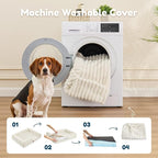 ChiXnuggle Faux Fur Orthopedic Dog Bolster Bed, Waterproof Washable Cover | rectangular dog sofa couch,egg crate foam,non-slip bottom,for extra large dogs,cream,41*30*7
