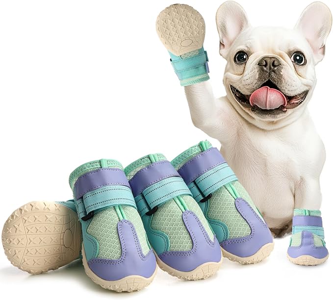Dog Shoes for Medium Dogs, Large Dog Boots for Winter Snow, Hot Pavement, Dog Booties & Paw Protectors Blue Size 3