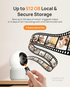Anona Pano 4K UHD Indoor Camera, Pet/Dog/Baby Security Camera with Phone App, 360° Pan-Tilt, 2.4G/5G Dual-Band Wi-Fi 6, Auto-Tracking, Person/Pet/Baby Crying Detection, Privacy Mode, Two-Way Audio