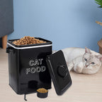 Cat Food Storage Container Farmhouse Pet Food Storage Containers with Lid and Scoop, Perfect Vintage Canister Treats Tin for Kitchen Countertop, Shelf, Great Gift for Pet Owners - Cat Food - Black