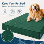 WNPETHOME Outdoor Dog Bed Waterproof, Large Outdoor Dog Bed for Large Sized Dog, Outdoor Indoor Dog Bed with Removable Washable Cover, Egg Crate Foam Dog Crate Mat, Durable Waterproof Dog Bed, Green