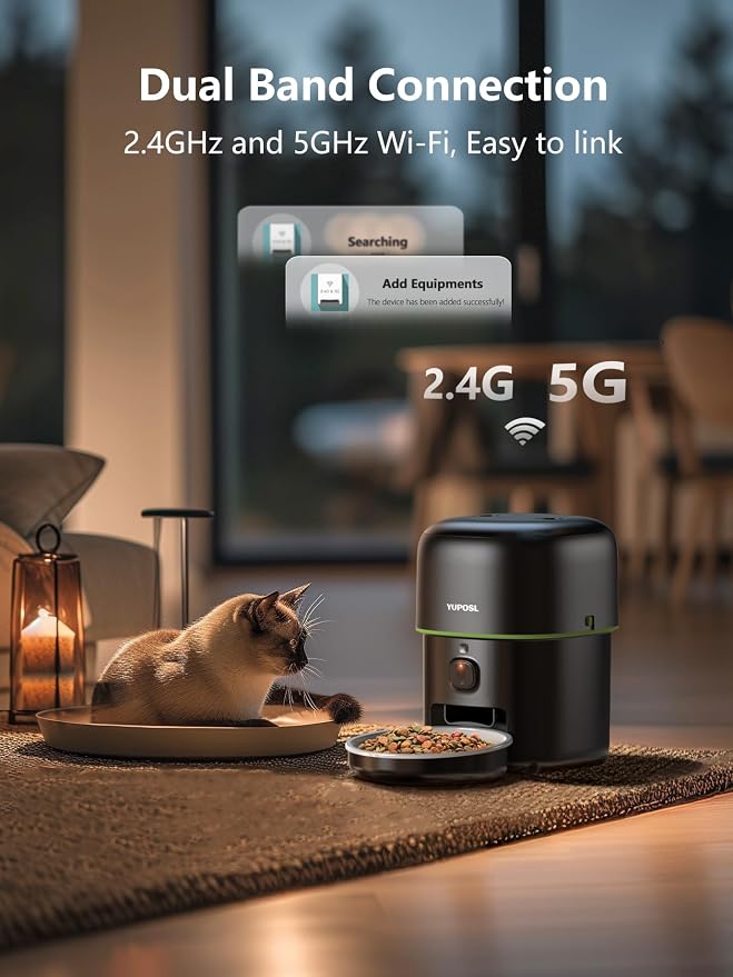 Automatic Cat Feeder with Camera - 5G WiFi Auto Cat Food Dispenser, 1080P HD Video with Night Vision, 1-15 Meals, 1-99 Portions, 2-Way Audio, Keeps Food Fresh, Timed Pet Feeder Also for Dogs