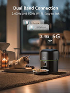 Automatic Cat Feeder with Camera - 5G WiFi Auto Cat Food Dispenser, 1080P HD Video with Night Vision, 1-15 Meals, 1-99 Portions, 2-Way Audio, Keeps Food Fresh, Timed Pet Feeder Also for Dogs