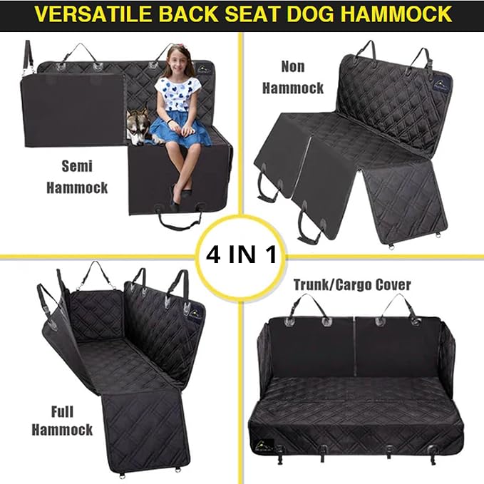 Meadowlark Dog Car Seat Cover with Mesh Window, Heavy-Duty Pet Seat Cover for Back Seat, Extra Padded Non-Slip Dog Hammock, Water-Resistant Back Seat Protector for Cars Trucks and SUVs (54" W x 58" L)