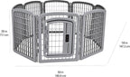 Amazon Basics 8-Panel Octagonal Plastic Dog Playpen, Indoor/Outdoor Pet Fence with Gate, Exercise Pen for Puppies and Small Animals, 28 inches, Grey