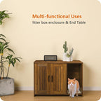 DWANTON Litter Box Enclosure, Wooden Cat Washroom Indoor, 27.6", 107TT