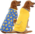 HDE Reversible Hooded Dog Raincoat Slicker Poncho for Small Medium Large Dogs - Ducks Yellow - XXL - Polyester