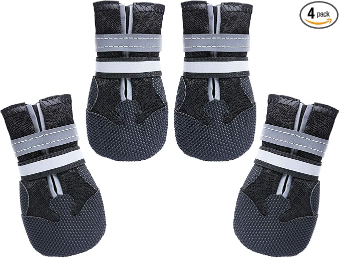 Dimicoo Breathable Dog Boots for Medium Large Dogs,Non-Slip Dog Shoes for Summer Hot Pavement,Lightweight Paw Protector Dog Booties for Outdoor & Indoor Hardwood Floors