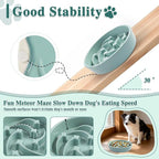 Ceramic Slow Feeder Dog Bowls,1.5 Cups Dog Food Dish for Medium Large Breed | Food Bowl for Fast Eater, 28OZ, 8.15 inch (Light Green)