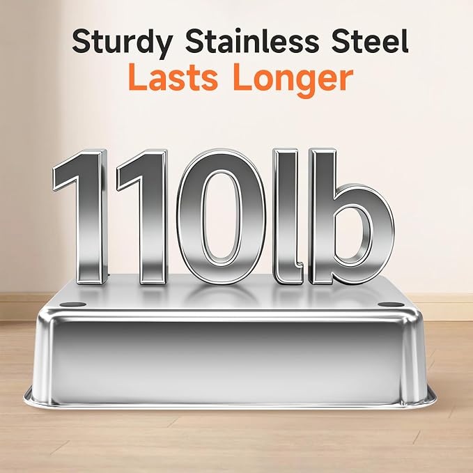 Stainless Steel Cat Litter Box for Small Cats, Odor Free Metal Litter Box | High Sides Lid Open Top Low Entry Litter Pan Easy Cleaning Kitty Cat Box Anti-Urine Leakage Non-Sticky Include Scoop
