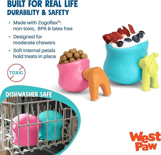 WEST PAW Zogoflex Toppl Interactive Treat Dispensing Puzzle Dog Toy for Mental Stimulation & Enrichment-Holds Kibble & Treats-Lickable, Freezable & Dishwasher Safe-Made in USA-XL-Geranium