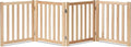 LZRS Wooden Free Standing Foldable Dog Gate Indoor – 80" W x 24" H, Extra Wide Step-Over Safety Pet Gate for Doorways, Stairs, Hallways, Large Spaces & Playpen for Puppies Indoor Use, Natural