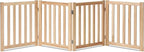 LZRS Wooden Free Standing Foldable Dog Gate Indoor – 80" W x 24" H, Extra Wide Step-Over Safety Pet Gate for Doorways, Stairs, Hallways, Large Spaces & Playpen for Puppies Indoor Use, Natural