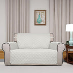 PureFit Reversible Quilted Couch Covers for Dogs Loveseat Sofa Cover 46.5” | Ivory/Ivory, Water Resistant Couch Protector, Washable Pet Couch Cover with Non Slip and Elastic Straps For Kids