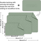 XL Cat Litter Mat, 37.5x25.2 Silicone Trapping Mat Sage Green | for Kitty Litter Box, Easy Clean, BPA Free Rubber, Center Litter Collection, Easy Pour-Back, Waterproof, Odor-Resistant