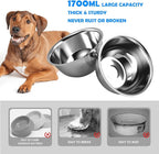 ADENGL Elevated Dog Bowls, 10" Tall Height, Raised Bowl Stand with 2 Stainless Steel Food Feeder Bowls (58oz) and Spill-Proof Mat for Medium Large and Small Breeds
