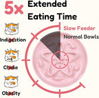 Slow Feeder Cat Bowl with Stand, Melamine Elevated Cat Food Bowl, Whisker Friendly Raised Puzzle Feeder for Cats & Small Dogs, Wet & Dry Food, Dishwasher Safe, Non-Slip (Pink)