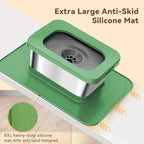 10L No Spill Dog Water Bowl, 2.6 Gal Stainless Steel No Splash Large Dog Water Bowl with Non-Slip Silicone Mat, Spill Proof Slow Drinking Pet Bowls for Messy Drinkers Indoor/Outdoor Use Green