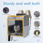 Cawypety Cat Backpack Carrier, Collapsible and Breathability Cat Carrier Large for Cat Under 16 lbs, Dog and Small Pet Carrier Bag Used in Travel, Car