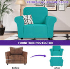 ZNSAYOTX Chair Cover with Arms (30"-47"), New Striped Sofa Chair Covers for Living Room, Dogs Pet Friendly Anti-Slip Chair Protector Spandex Armchair Slipcovers (Chair, Peacock Teal)