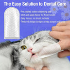 Pet Teeth Cleaning Finger Wipes for Dogs & Cats, Dog Dental Wipes for Removing Plaque and Tartar Buildup, No-Rinse Disposable Gentle Cleaning & Gum Care Pet Wipes, 50 Counts