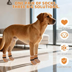 KOOLTAIL Anti Slip Dog Socks Shoes for Hot Pavement to Prevent Licking Paws Scratching, Pet Boots & Paw Protector for Hardwood Floors, Dog Grip Booties for Small Medium Large Senior Dogs, Khaki M