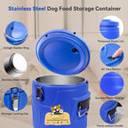 Newget 20lb Airtight Stainless Steel Dog Food Storage Container with Scoop | Airtight, Sturdy, Moisture-Proof, Large Metal Cat & Dog Food Container with Lid, Prevents Pets from Opening, Easy to Clean