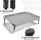 Veehoo Cooling Elevated Dog Bed, Raised Dog Cot with Guardrail & Headrest | Washable Dog Couch Bed for Indoor & Outdoor, Durable Breathable Teslin Mesh, Non-Slip Feet, Large 47" x 32", Black Silver