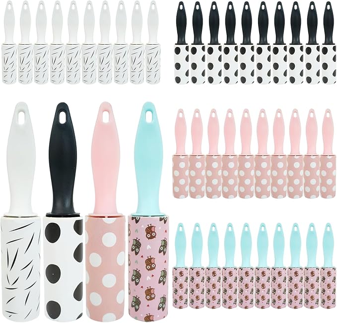 40Pcs Mini Lint Roller Travel Size, Mini Lint Roller for Purse, Portable Lint Rollers for Pet Clothes Travel Lint Bursh Rollers, Cat Hair Extra Sticky Clothes Removal Tool for Bag Furniture 5.9×1.1In