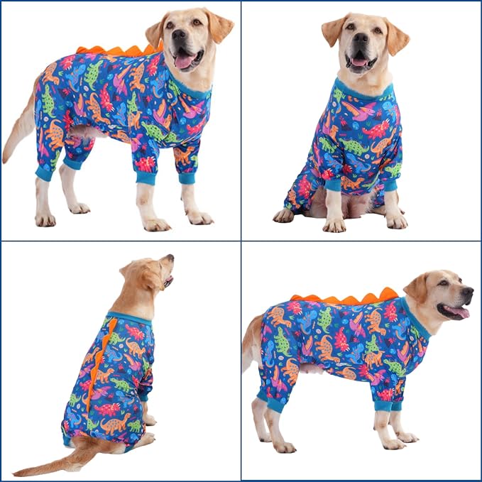 LovinPet Large Dog Pajamas, Four-Leg Stretch Onesie Bodysuit, Lightweight UV-Shielding Pajamas, Anti-Lick Calming Recovery Suit for Surgery, Pull-On for Medium and Large Breeds,Green,XXL