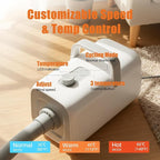 NEWBULIG Dog Hair Dryer, Dog Blow Dryer with Heater, White | 1550W High Velocity Pet Blow Dryer with Heater, Speed Temperature Adjustable Dog Blower Grooming with 4 Nozzles