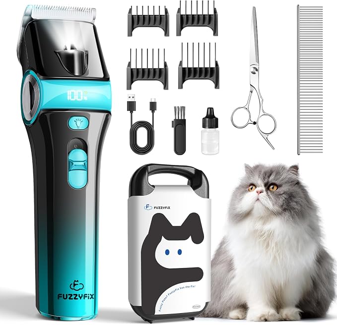 Cat Clippers for Grooming with 5-in-1 Blade Cat Grooming Kit | Cordless Rechargeable Hair Trimmer Detachable Stainless Steel Blade Pet Shaver for Small Kitty Paw Face Head Body