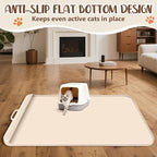 Cat Litter Mat for Litter Box 42" x 28", Large Silicone Mat, Beige | Waterproof Litter Trapping Mat with Residue Collection Pocket, Raised Edge, Non-Slip Pet Placemat for Floors