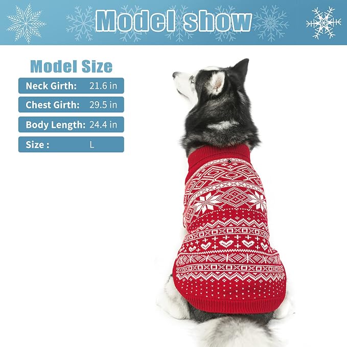 HOMIMP Dog Sweater Argyle - Warm Winter Clothes, Soft Coat for Small Medium and Large Dogs, Ugly Pet Clothing for Boy Girl Puppy