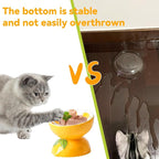 Hamiledyi Ceramic Raised Cat Bowl 5In Elevated Wide Cat Bowl for Food and Water Anti Vomiting Tilted Pet Feeder Dish for Indoor Cats and Small Dogs(Lemon)