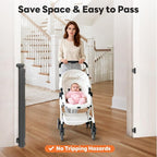 (2 Pack) Retractable Baby Gate for Stairs and Doorways, 55" Wide x 33" Tall Mesh Dog Gate for Indoor & Outdoor Use, Safety Gate for Babies and Pets, Child Gates for Hallways, Hardware Mounted, Gray