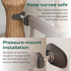 Cumbor 30-40.6 in Baby Gate for Stairs and Doorways, Dog Gate Indoor Brown | Mom's Choice Awards Winner, Auto Close, Double Lock, Safety Child Gate for Toddlers & Pets, Pressure or Hardware Mounted