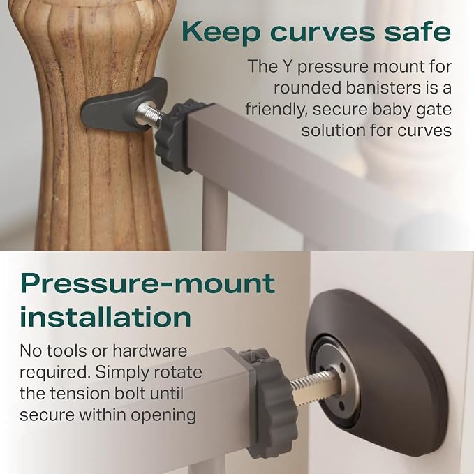 Cumbor 30-40.6 in Baby Gate for Stairs and Doorways, Dog Gate Indoor Brown | Mom's Choice Awards Winner, Auto Close, Double Lock, Safety Child Gate for Toddlers & Pets, Pressure or Hardware Mounted