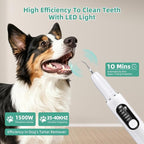 Dog Plaque Remover for Teeth, Pet Ultrasonic Tooth Cleaner Kit, 5 Adjustable Modes Dog Teeth Cleaning Kit with LED Light, Dental Tools, Tartar and Stain Remover for Dogs and Cats (White)