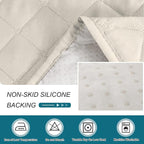 Turquoize 100% Waterproof Sofa Covers Chaise Lounge L Shape Sofa Protector Slip Cover Triple Non-Slip Sofa Slipcover for Sectional Couch Cover for Pets, Kids (Chaise, Ivory)