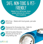 Messy Mutts Double Silicone Dog Feeder, Stainless Bowls, Large, Blue | Non-Slip Silicone Double Dog Feeder With Two Removable Stainless Steel Bowls For Food And Water