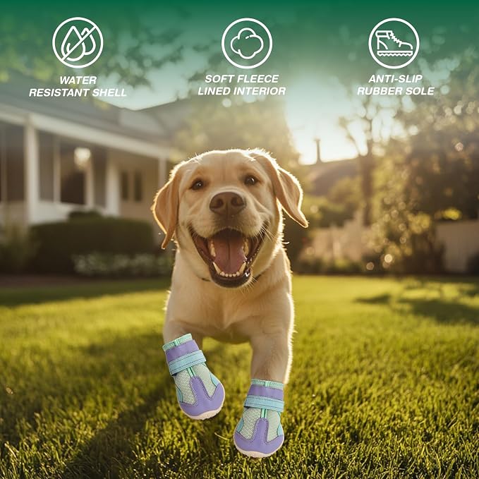 Dog Shoes for Medium Dogs, Large Dog Boots for Winter Snow, Hot Pavement, Dog Booties & Paw Protectors Blue Size 3